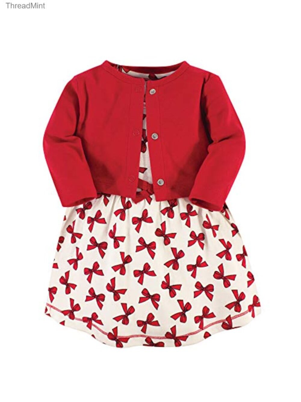 Baby Girls Organic Cotton Swing Dress and Cardigan Long Sleeve Set